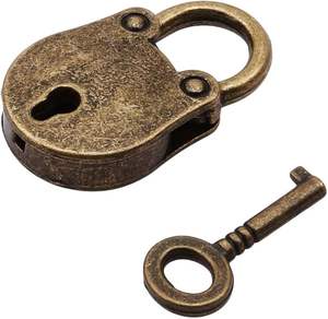 Candado Clásico Mini de Estilo Antiguo al por Mayor con Llaves, Candado de Metal Retro Hecho a Mano para Caja, Maleta, Baúl y Seguridad - Product Image 1