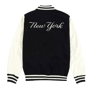 Veste de sport de qualité supérieure avec logo brodé personnalisé de haute qualité, manches en cuir pour hommes - Product Image 2