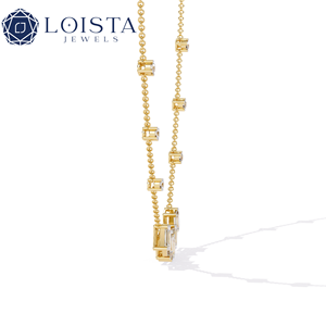 LOSTA JEWELS Women's Yellow Gold Diamond <b>Necklace</b> Baguette Cut Minimalist Everyday Wear - Product Image 3