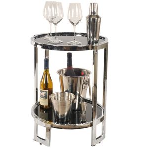 Carrito de Servicio Metálico Inspirado en el Diseño Industrial con Estantes Decorativos y Ruedas de Desplazamiento Suave - Product Image 1