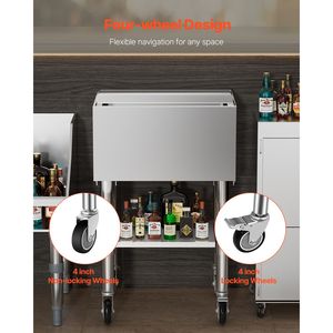 Carrello Refrigerante Commerciale in Acciaio Inox da 61,6 L con Coperchio Scorrevole per Cucina Professionale, 24 x 19,1 x 36,8 Pollici - Product Image 4