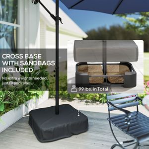 Ombrellone a braccio laterale da 3 metri blu scuro con design leggero e copertura protettiva, dotato di funzionalità solari - Product Image 6