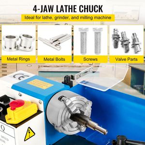 Mandril de torno de 4 mordazas de 4 pulgadas, mordaza reversible independiente con accesorios de máquina de torneado para máquina de torno - Product Image 2