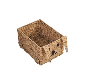 Handcrafted Water Hyacinth Kids Storage Basket with <b>Cute</b> <b>Bear</b> Face Design Natural Woven Toy Organizer Bin for Nursery, Bedroom - Product Image 1