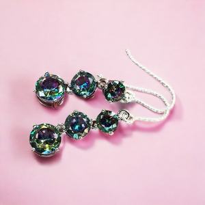 Pendientes de Topacio Arcoíris Místico, Plata de Ley Vintage, Piedra de Nacimiento de Diciembre, Joyería Elegante, Regalo para Mujeres, Boda, Fiesta - Product Image 6