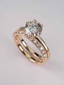 Bague de fiançailles en diamant de laboratoire de luxe VVS Diam 1,00 ct, taille ronde, avec alliance de mariage en or 18K/14K/10K, cadeau de bijoux fins - Product Image 2