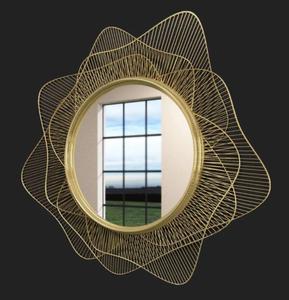 Golden <b>Wire</b> <b>Flower</b> Wall Mirror Bohemian Decorative Metal Frame Irregular Shape for Home Decor - Product Image 3