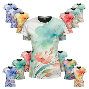 ผู้ผลิตเสื้อผ้าสตรี รับออกแบบลายซับลิเมชั่น เสื้อยืดออกกำลังกายแห้งเร็ว แขนสั้น ยืดหยุ่นได้ สำหรับโยคะและฟิตเนส รับผลิตแบบ OEM - Product Image 1