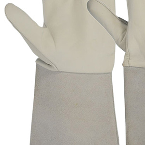 Heavy Duty Leather Welding <b>Gloves</b> Long Cuff Heat Resistant Anti-static Cotton Lined Straight Thumb - Product Image 5