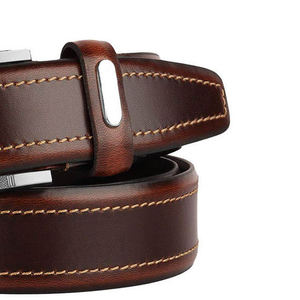 Cinturón de Cuero Vintage de Lujo Auténtico para Hombre, Hebilla de Pin, Duradero, Resistente, Atractivo y Atemporal - Product Image 6