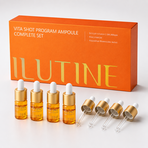 ILUTINE วิต้า ช็อต โปรกราม แอมพูล คอมพลีท เซ็ต 7 มล. X 4 เซรั่มบำรุงผิวหน้าไวท์เทนนิ่ง ไฮยาลูรอนิค แอซิด วิตามินซี ไนอาซินาไมด์ มอยเจอร์ไรเซอร์ - Product Image 1