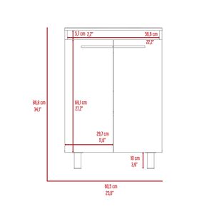 Mobile da Bagno Bianco Khari da 24 Pollici con Doppia Anta e Due Ripiani - Product Image 3