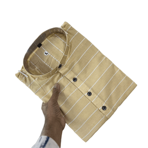 CRÉATEUR PUR COTON IMPRIMÉ COURT HOMME KURTA JAUNE - Product Image 1