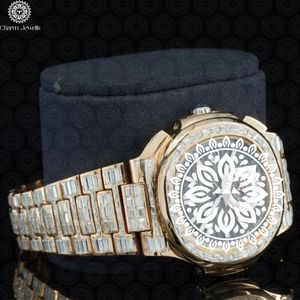 Montre de luxe pour homme Charm Jewells, boîtier carré en acier inoxydable, lunette sertie de diamants, mouvement mécanique, cadran de 40 mm, date automatique, 10 bars - Product Image 5