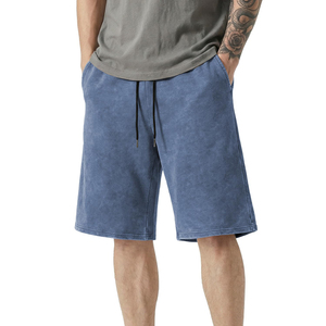 Shorts décontractés pour hommes, effet délavé, coupe classique, shorts vintage, mélange de coton doux, shorts en tricot d'été pour hommes - Product Image 6