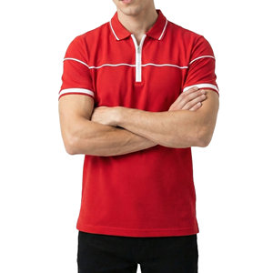 เสื้อโปโลผู้ชายแบบมีแถบตัดสี คอปกซิป แขนสั้น ระบายอากาศได้ดี ทรงเข้ารูป ผลิตจากโรงงานขายส่ง - Product Image 4