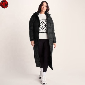 Veste longue matelassée pour femme, manteau d'hiver en duvet avec capuche, parka moelleuse, vêtement d'extérieur personnalisé avec logo, veste longue tissée pour femme - Product Image 1