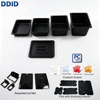 Peralatan Dapur Komersial 1/2 Warna Hitam Tahan Panas Wadah Plastik PC Gn Pan Steam Table Pan Wadah Plastik dengan Tutup