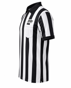 Camiseta de Árbitro de Fútbol a Rayas Blancas y Negras para Hombre, Cuello Polo, Bolsillos Dobles en el Pecho, Manga Corta, Uniforme Profesional para Oficiales de Juego - Product Image 3