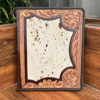 Portafolio de cuero de vaca con cremallera, carpeta de Padfolio A4, Carpeta de 3 anillas con bolsillo para tableta, carpeta de cartera con cremallera