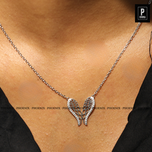 <b>Angel</b> Wing Pendant Necklace 925 Sterling Silver Diamond Look Pendant Women Elegant Jewelry Wholesale - Product Image 6