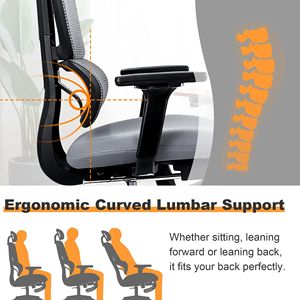 Sedia da Ufficio Ergonomica in Rete con Ruote Silenziose a 360 Gradi, Braccioli Regolabili, Poggiapiedi, Supporto Lombare 3D, Poggiatesta Multifunzionale - Product Image 4