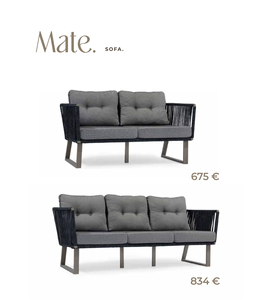 Sofá de Jardín Moderno para Exteriores, Sillón de Cuerda Acolchado, Sofá de Dos Plazas para Patio, Base de Metal, Asientos para Balcón - Product Image 1
