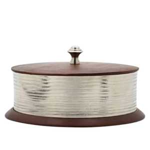 Elegant Rattan Pattern Gold Base Casserole With <b>Mirror</b> Finish Silver Dome Lid Insulated Hot Pot Food Server For Home Tableware - Product Image 3
