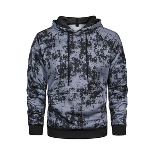 Sweat à capuche pour homme à imprimé camouflage, manches raglan, séchage rapide, tricoté, décontracté, pour l'automne, avec poche, coupe classique - Product Image 1