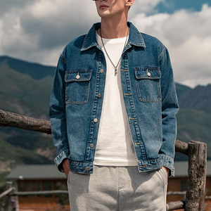 Custom Logo Mens Denim Jacket Vintage Style <b>Button</b> Up Cotton Windbreaker High Quality Outerwear For Motorbike Rider Outdoorwear - Product Image 4
