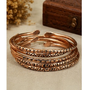 Custom Copper Magnetic Polished <b>Bangle</b> Adjustable Floral <b>Engraved</b> Artisan Cuff Bracelet Souvenir Crafts Jewelry - Product Image 1