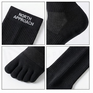 North Approach <b>Knee</b> <b>High</b> 5 Toe <b>Socks</b> Breathable Outdoor Hiking <b>Socks</b> for Adults Autumn Season Solid Black Knitted - Product Image 4