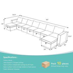 181 ''grande divano componibile a 3 colori oversize divano modulare con struttura in legno nero Beige grigio opzioni per divani da soggiorno - Product Image 2