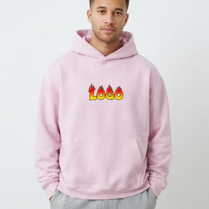High Quality <b>Men's</b> <b>Pink</b> Hooded <b>Sweatshirt</b> Custom Logo Printed Oversized Casual Fleece Autumn Street Wear Heavyweight Sweater - Product Image 1