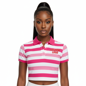 T-shirt de rugby streetwear en tissu piqué personnalisé à manches courtes, en polyester/coton, séchage rapide pour femmes - Product Image 2