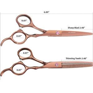 Barber Hairdressing <b>Thinning</b> Scissors and Straight Shears Hair Cutting Scissors Set in Brown Professional Hair Styling Tools - Product Image 5