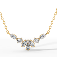 Collier pendentif en or 14 carats avec diamant de laboratoire fantaisie en forme de feuille, émeraude taille marquise, certifié, bijoux de luxe raffinés, cadeau de mariage pour femme
