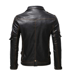 Veste de motard en cuir véritable 100% pour hommes et femmes - Imperméable, réversible, décontractée et élégante, design hivernal - Product Image 2