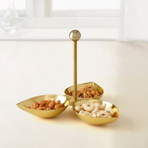 Ensemble de 3 bols de service en métal moderne avec motif feuille dorée pour le service des aliments et la décoration de table - Product Image 6