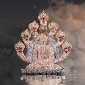 จี้พระพุทธรูปพร้อมดีไซน์งูเจ็ดหัว ทำจากเงิน 925 และประดับด้วยเพชรโมอิสซาไนต์ สำหรับพิธีกรรมทางศาสนา - Product Image 6
