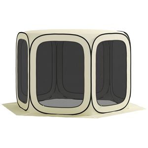 Beige 11 X 11ft UPF50+ Pop up Screen Tent Portable <b>Camping</b> Gazebo Screen House with Carry Bag - Product Image 1