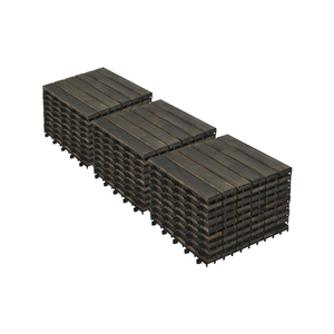 30 Pezzi Piastrelle a Incastro per Esterni con Motivo a Strisce 30x30 cm Marrone Scuro in Legno Duro di Acacia per Patio e Balcone - Product Image 1