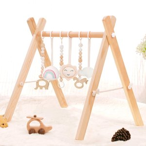 Gymnase pour bébé en bois naturel, accessoire pour nourrissons et tout-petits, best-seller, fabriqué à la main, aires de jeux en bois pour bébés - Product Image 2