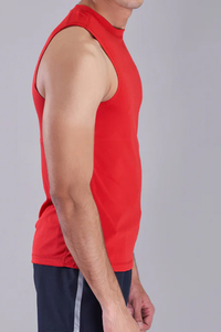 Débardeur de sport tendance 2026 pour homme, blanc, en tissu gaufré 100 % coton, avec logo brodé personnalisé et strass sur le devant - Product Image 3