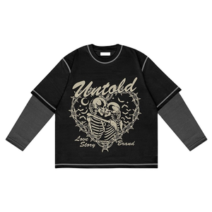 T-shirt graphique Y2K personnalisé, imprimé à l'écran, coton lourd 250 GSM, coupe ample, double couche, manches longues, t-shirts pour hommes - Product Image 4