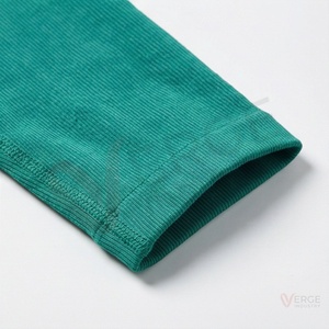 Ensemble 2 pièces pour femmes, haut court à manches longues vert à col en V, leggings taille haute - Product Image 6
