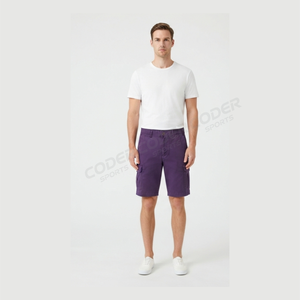 Shorts cargo en toile 100 % coton pour homme, style streetwear, multi-poches, couleur unie, logo brodé, effet vieilli, écologique, séchage rapide - Product Image 5