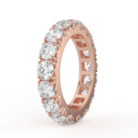 Bague en or jaune 14K 18K conforme aux normes, avec diamant de laboratoire rond couleur champagne, palette désertique, sertissage à griffes partagées, bande éternité complète