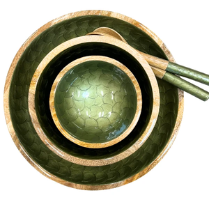 Tazón de Madera Esmaltada Hecho a Mano con Patrón de Escamas de Pescado, Tazón Decorativo para Servir en la Mesa del Comedor, Decoración del Hogar, Cocina y Restaurante - Product Image 6