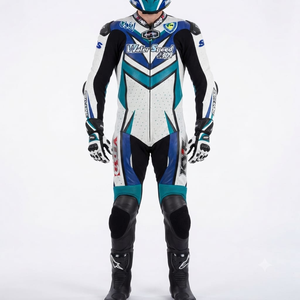 Combinaison de course premium Ramaha pour homme, 1 pièce, en cuir de vache véritable/cuir de kangourou, style MotoCP, combinaison de course sur circuit, niveau de protection 2 - Product Image 1